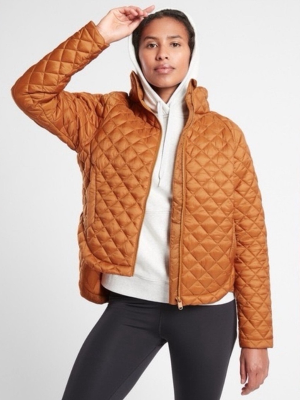 Athleta Whisper Featherless insulated nylon rust Quilted puffer Jacket XL
